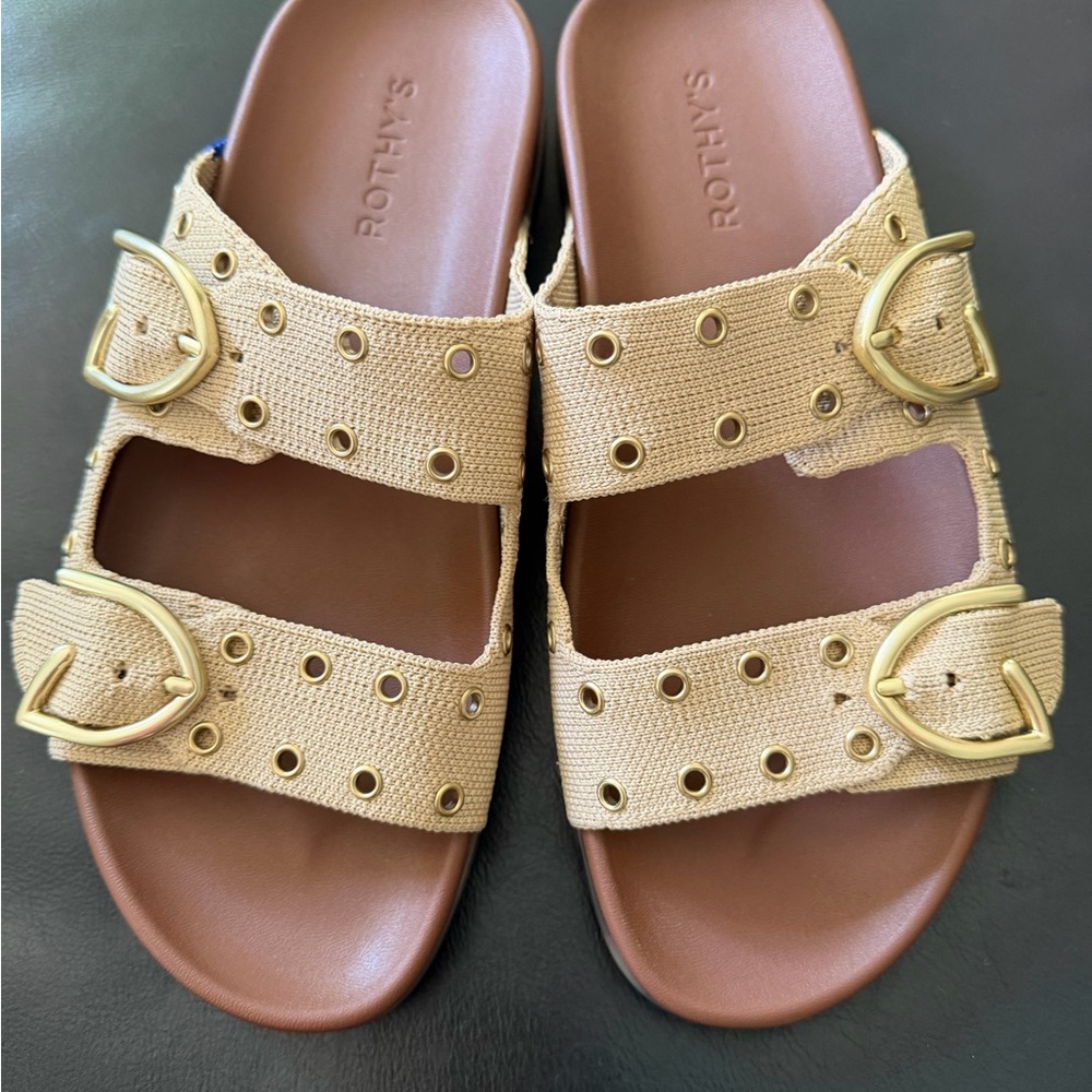 Rothy's Eyelet Buckle Slide (wheat) - Picture 1 of 4